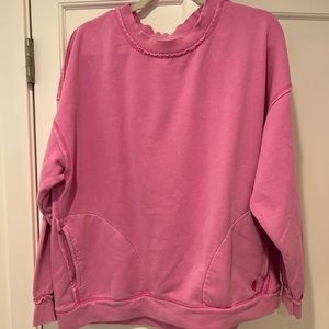 Free People Oversized Pink Crewneck Sweatshirt (Women’s Medium)